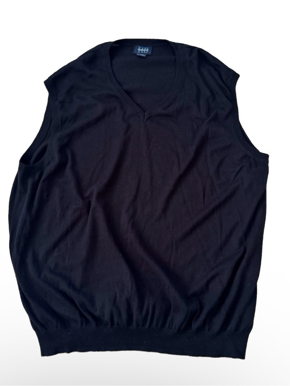 Harbor Bay HB Sweater Vest 4XLT Black V Neck 100% Cotton Golf Big & Tall